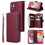 For Samsung Galaxy A04e 4G / F04 4G / M04 4G Case Zipper Leather Phone Cover 9 Card Slots