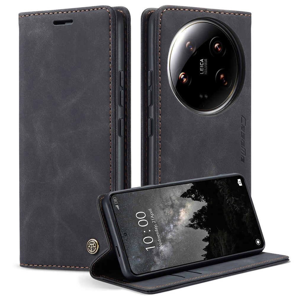 CASEME 013 Series For Xiaomi 14 Ultra Stand Case Card Slot Leather Phone Cover
