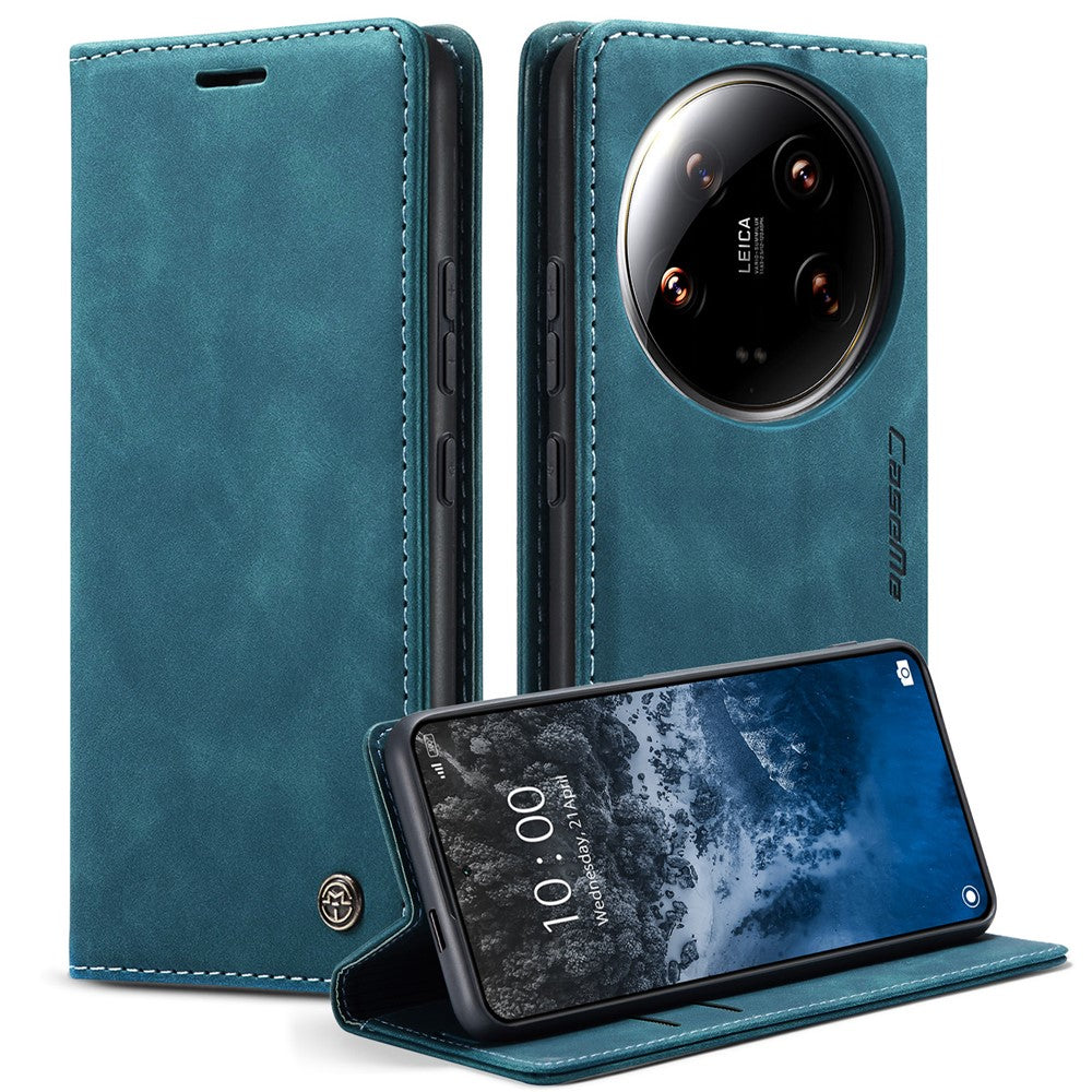 CASEME 013 Series For Xiaomi 14 Ultra Stand Case Card Slot Leather Phone Cover