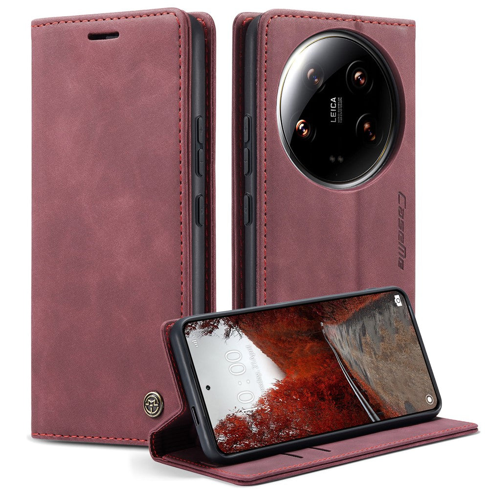 CASEME 013 Series For Xiaomi 14 Ultra Stand Case Card Slot Leather Phone Cover