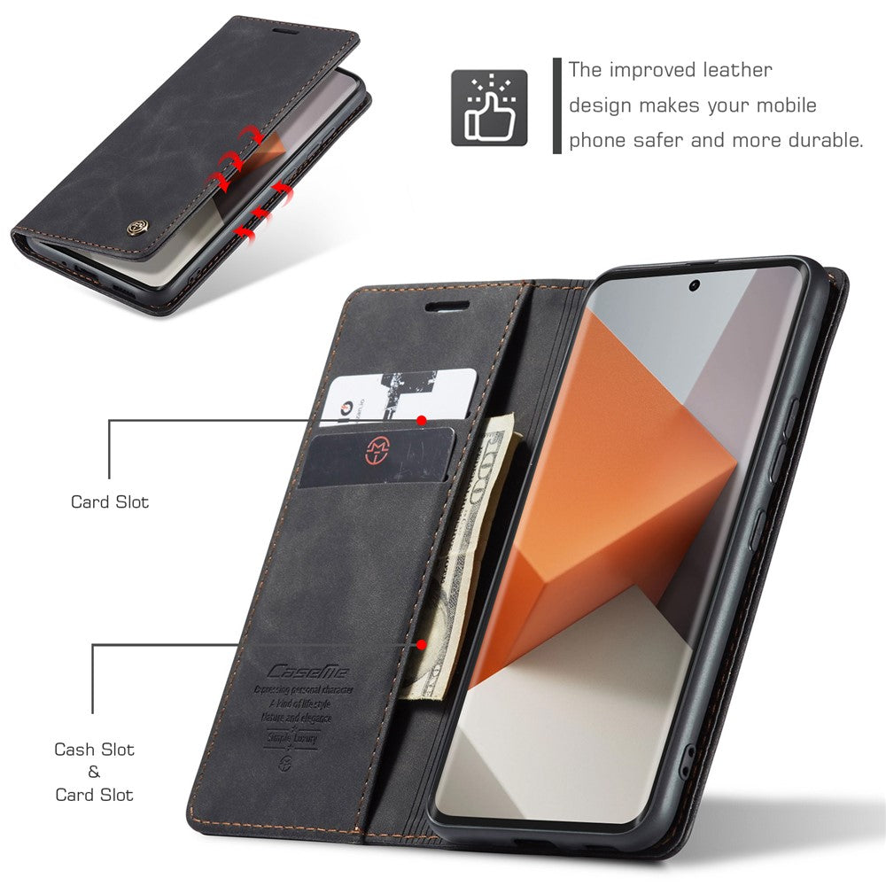 CASEME 013 Series For Xiaomi Redmi Note 13 Pro+ 5G Case Wallet Stand Flip Leather Phone Cover