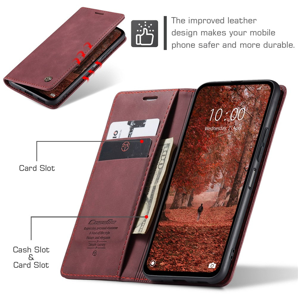 CASEME 013 Series For Xiaomi Redmi Note 13 5G Stand Case Shockproof Leather Phone Cover