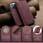 CASEME 013 Series For Xiaomi Redmi Note 13 5G Stand Case Shockproof Leather Phone Cover