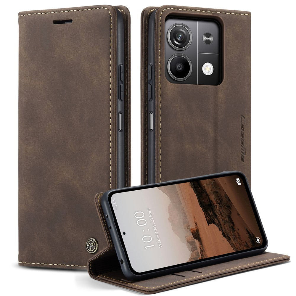 CASEME 013 Series For Xiaomi Redmi Note 13 5G Stand Case Shockproof Leather Phone Cover
