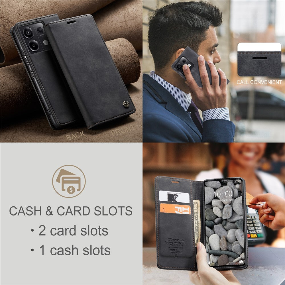 CASEME 013-serien til Xiaomi Redmi Note 13 Pro 5G / Poco X6 5G, læderetui med pung