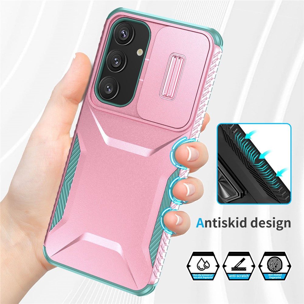 For Samsung Galaxy S25 / S24 Case Slide Lens Cover TPU+PC Phone Shell