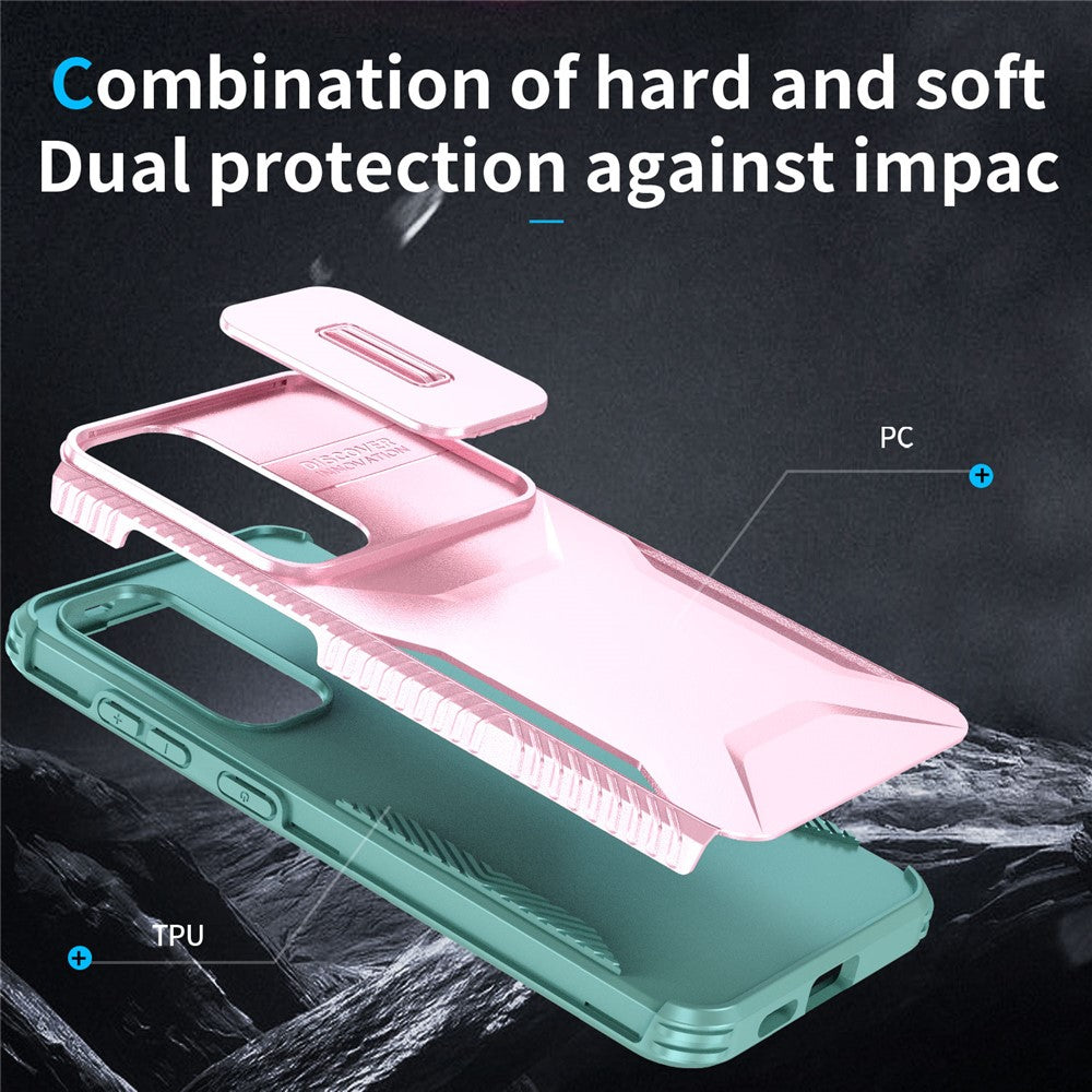 For Samsung Galaxy S25 / S24 Case Slide Lens Cover TPU+PC Phone Shell