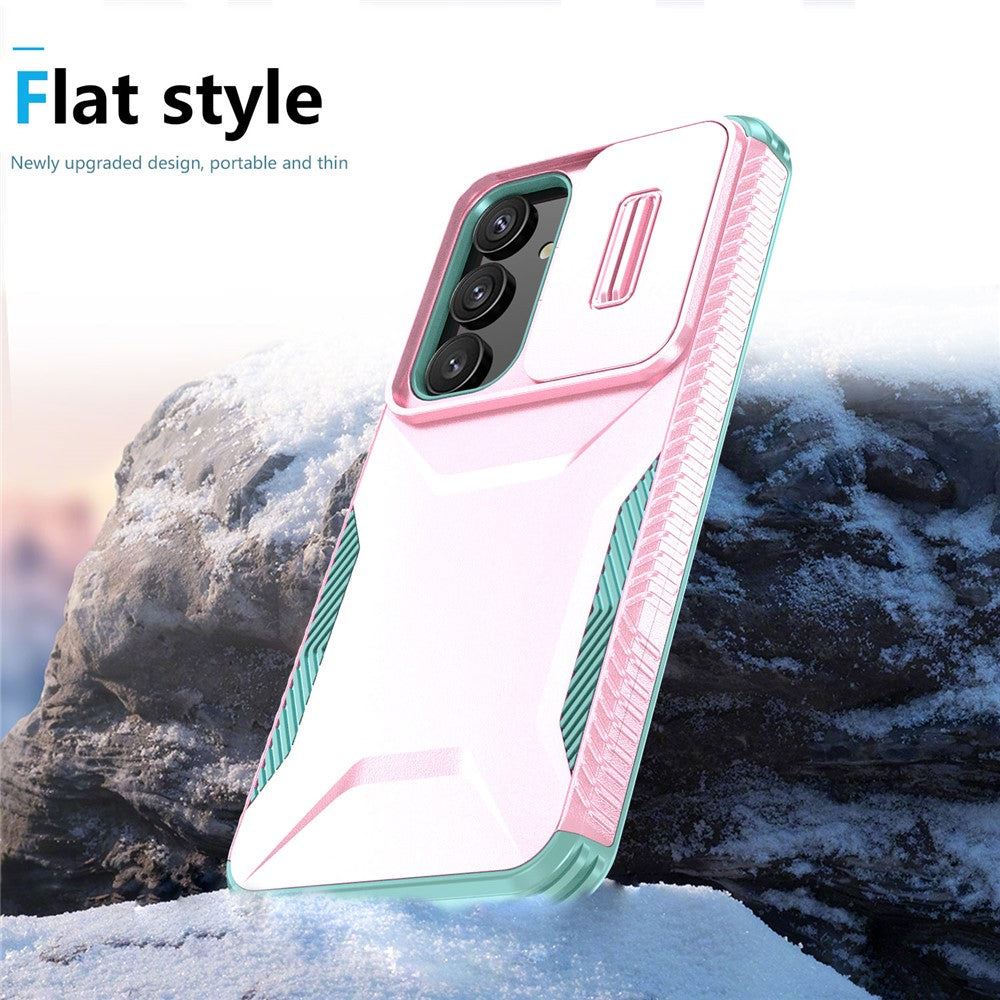 For Samsung Galaxy S25 / S24 Case Slide Lens Cover TPU+PC Phone Shell