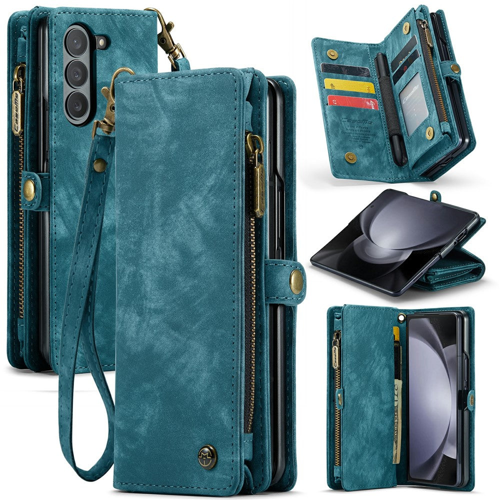 For Samsung Galaxy Z Fold5 5G Phone Cases CASEME 008 Leather Cover with Detachable Wallet and Strap
