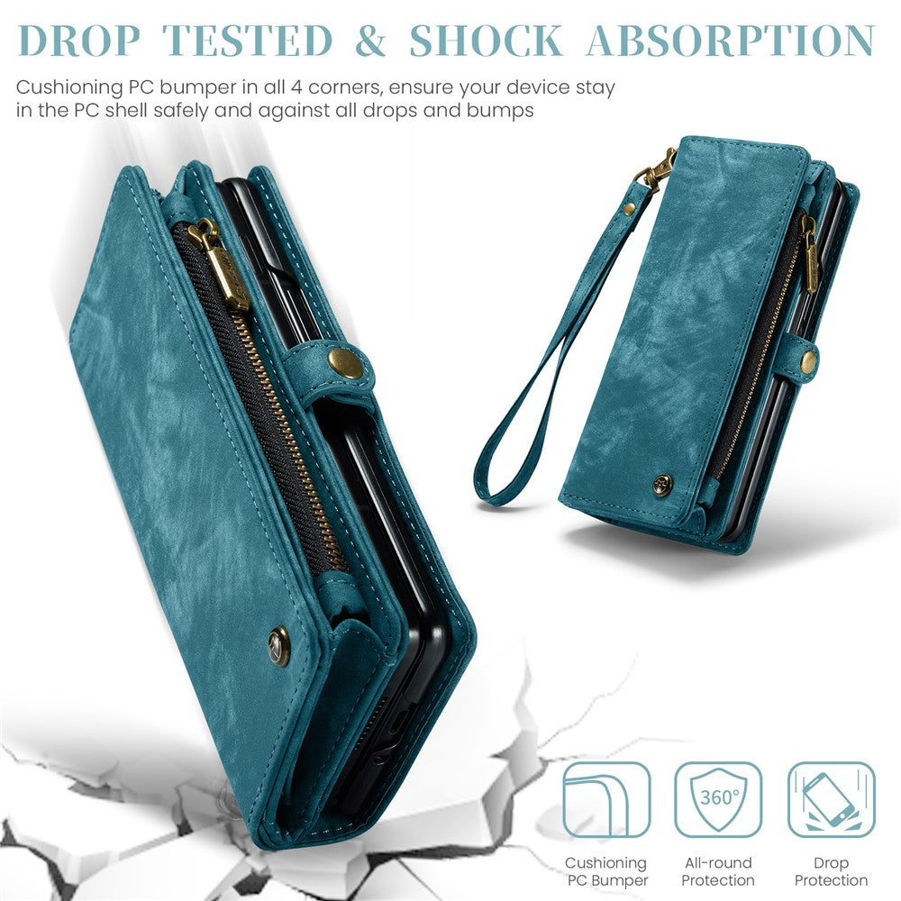 For Samsung Galaxy Z Fold5 5G Phone Cases CASEME 008 Leather Cover with Detachable Wallet and Strap