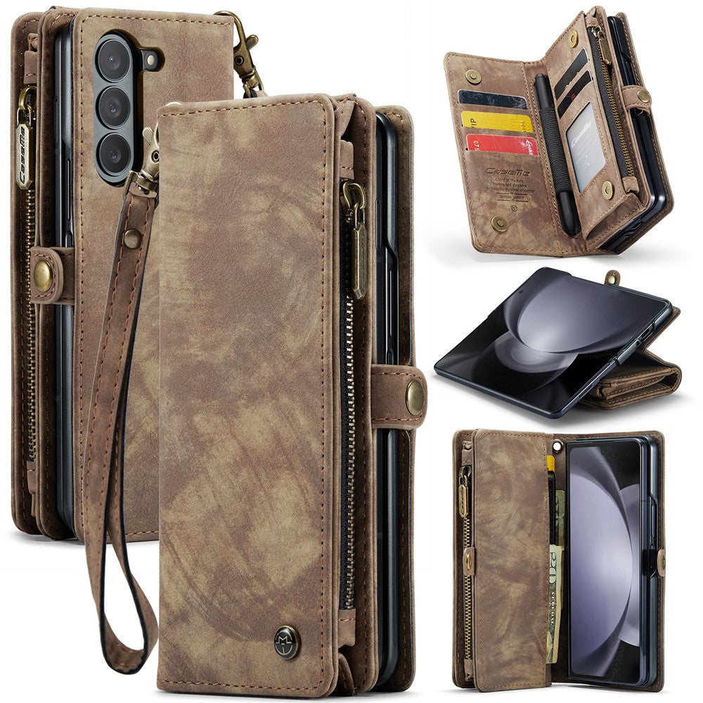 For Samsung Galaxy Z Fold5 5G Phone Cases CASEME 008 Leather Cover with Detachable Wallet and Strap
