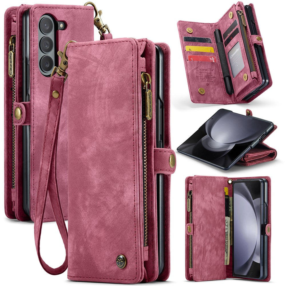 For Samsung Galaxy Z Fold5 5G Phone Cases CASEME 008 Leather Cover with Detachable Wallet and Strap