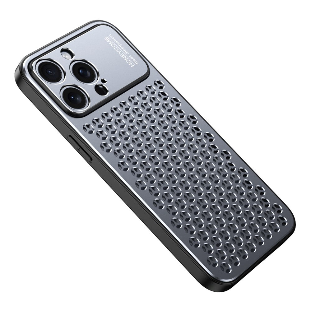 For iPhone 15 Pro Max Case Aluminum Alloy+TPU Honeycomb Heat Dissipation Phone Cover