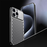 For iPhone 15 Pro Max Case Aluminum Alloy+TPU Honeycomb Heat Dissipation Phone Cover