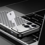 For iPhone 15 Pro Max Case Aluminum Alloy+TPU Honeycomb Heat Dissipation Phone Cover