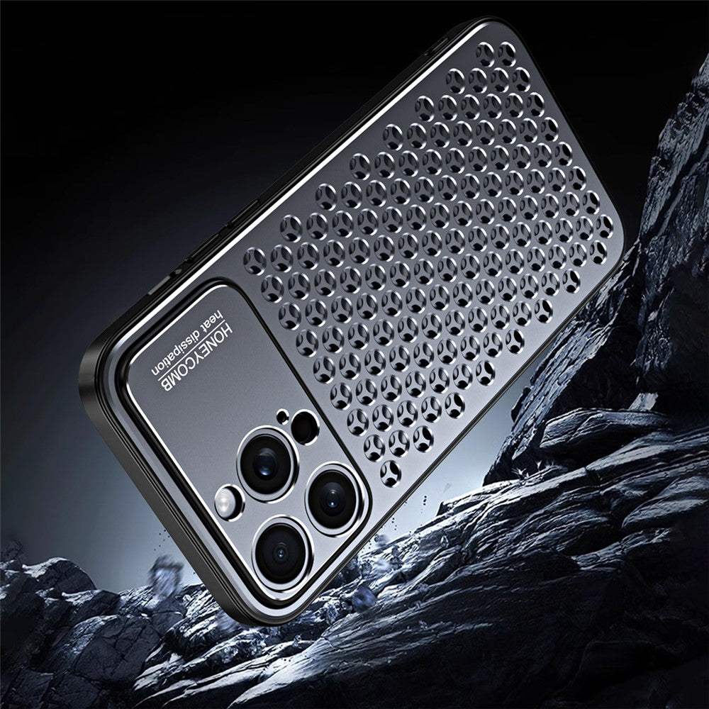 For iPhone 15 Pro Max Case Aluminum Alloy+TPU Honeycomb Heat Dissipation Phone Cover