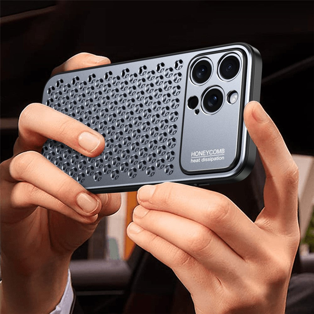 For iPhone 15 Pro Max Case Aluminum Alloy+TPU Honeycomb Heat Dissipation Phone Cover