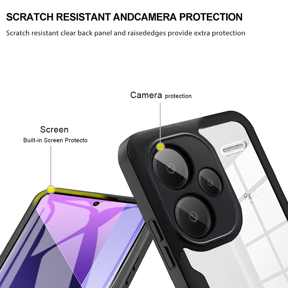 For Xiaomi Redmi Note 13 Pro+ 5G Case Acrylic + TPU Clear Phone Cover with PET Screen Film
