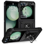For Samsung Galaxy Z Flip7 FE 5G / Z Flip6 5G Case TPU+PC Phone Cover with Ring Kickstand Drop Protection