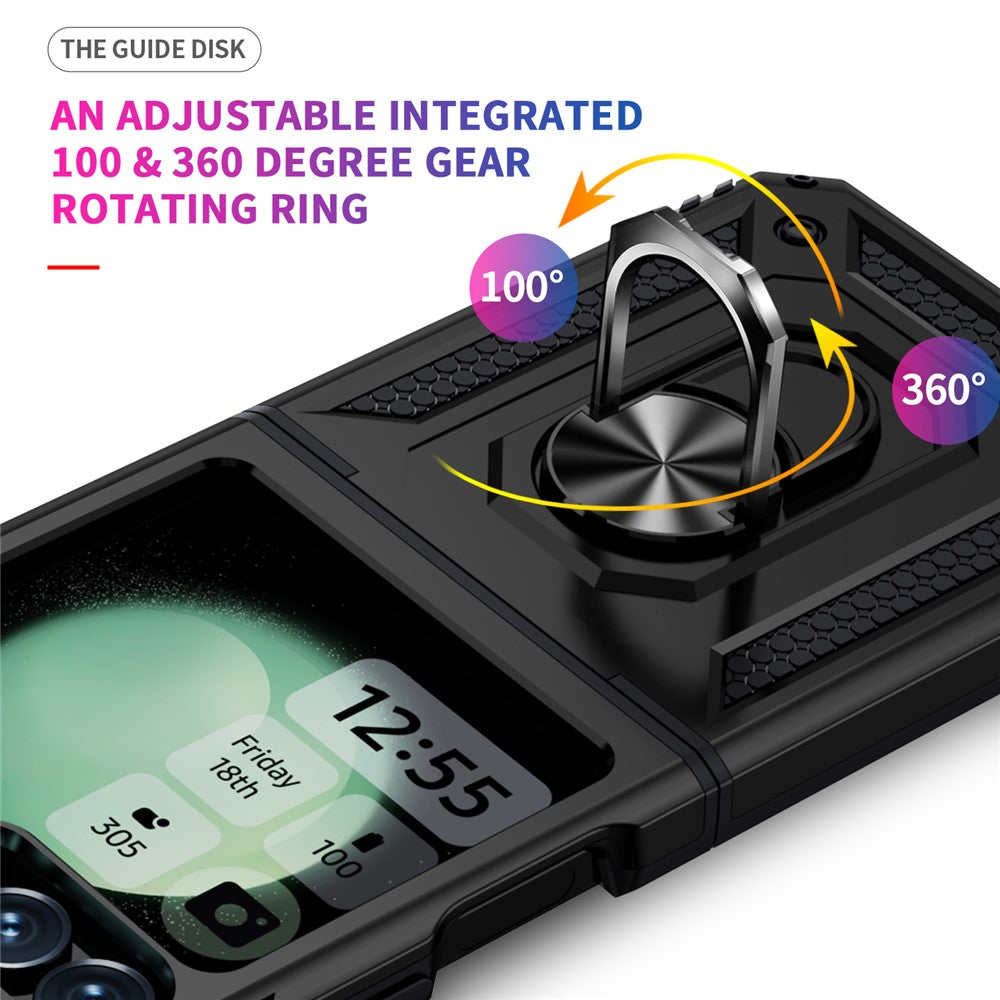 For Samsung Galaxy Z Flip7 FE 5G / Z Flip6 5G Case TPU+PC Phone Cover with Ring Kickstand Drop Protection