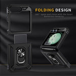 For Samsung Galaxy Z Flip7 FE 5G / Z Flip6 5G Case TPU+PC Phone Cover with Ring Kickstand Drop Protection