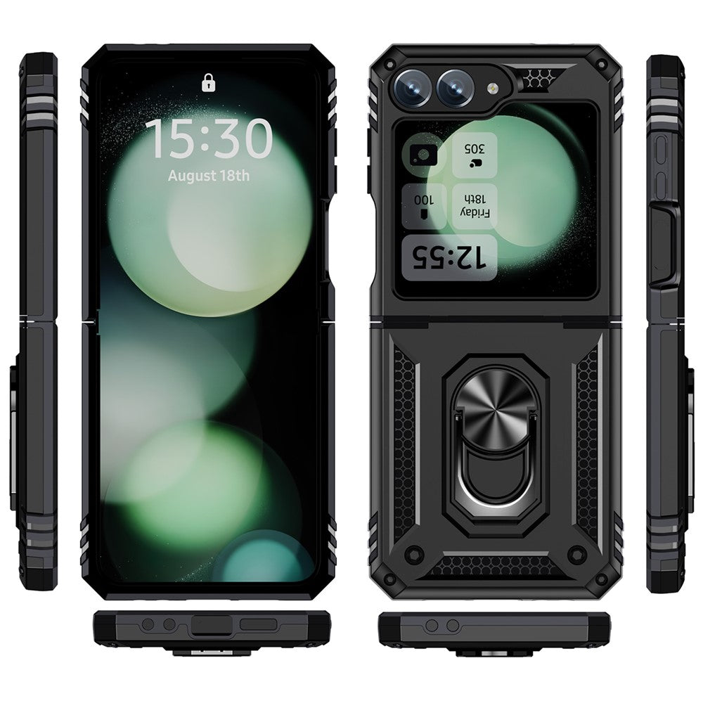 For Samsung Galaxy Z Flip7 FE 5G / Z Flip6 5G Case TPU+PC Phone Cover with Ring Kickstand Drop Protection