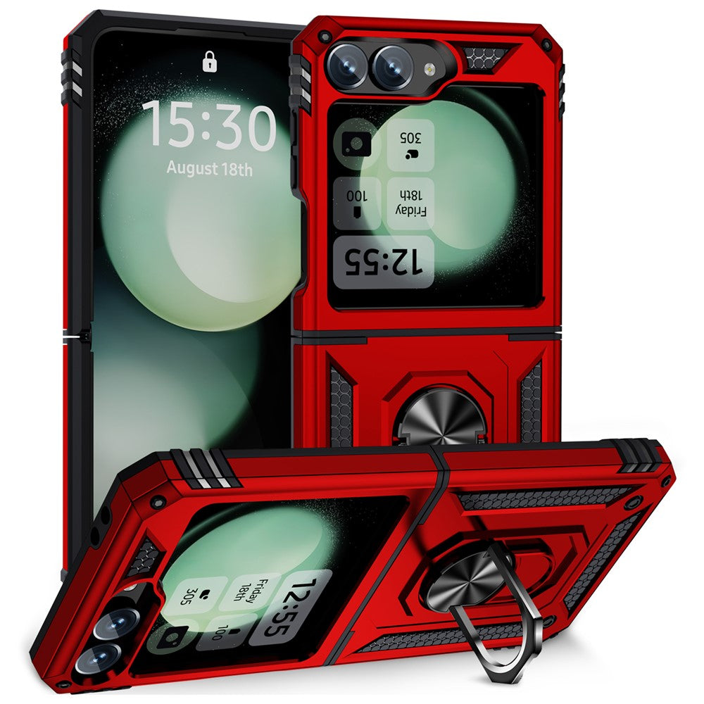 For Samsung Galaxy Z Flip7 FE 5G / Z Flip6 5G Case TPU+PC Phone Cover with Ring Kickstand Drop Protection