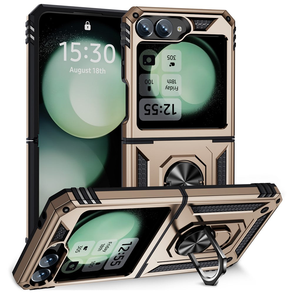 For Samsung Galaxy Z Flip7 FE 5G / Z Flip6 5G Case TPU+PC Phone Cover with Ring Kickstand Drop Protection