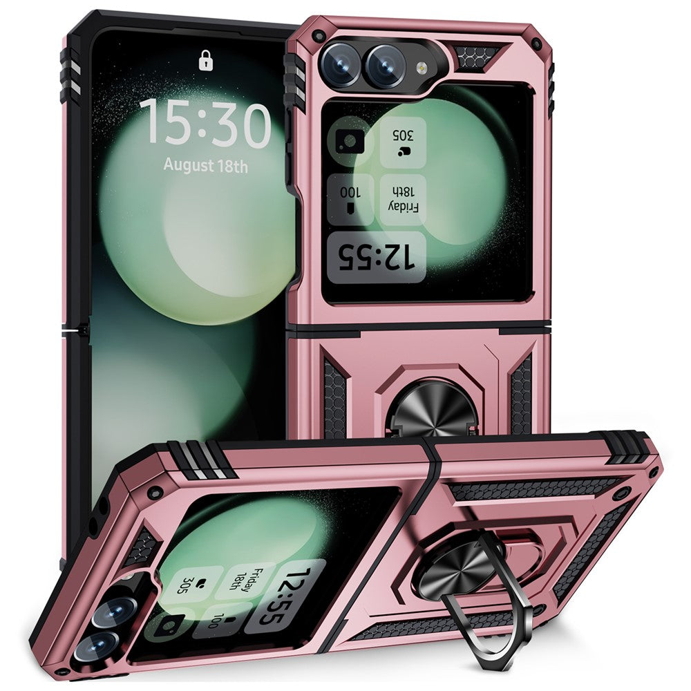 For Samsung Galaxy Z Flip7 FE 5G / Z Flip6 5G Case TPU+PC Phone Cover with Ring Kickstand Drop Protection