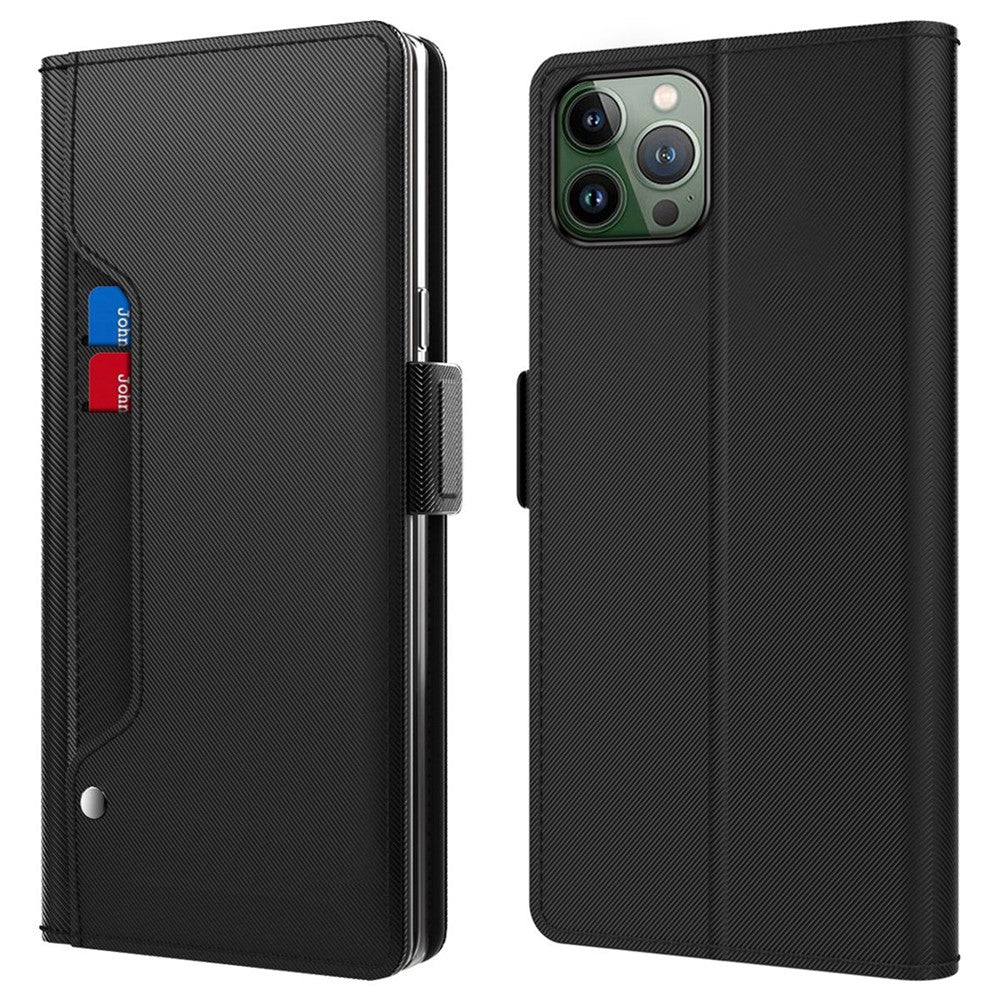 Til iPhone 16 Pro Max Etui PU Læder Kortplads Spejl Folio Telefoncover