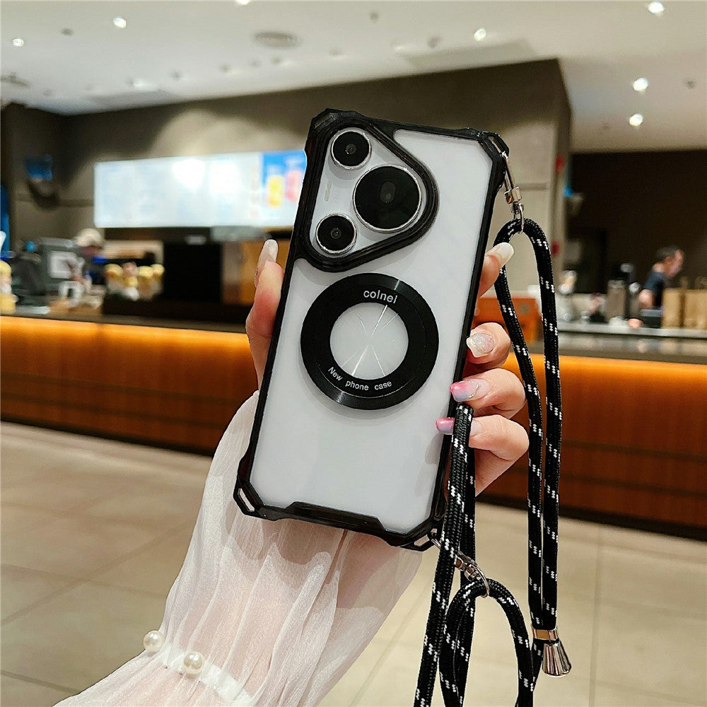 Huawei Pura 70 Pro / 70 Pro+ Magnetiskt Skal Glas Kameralock Stöd TPU+Akryl mobilskal