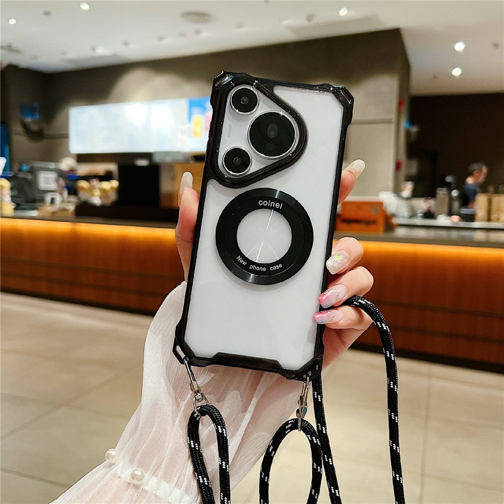 Huawei Pura 70 Pro / 70 Pro+ Magnetiskt Skal Glas Kameralock Stöd TPU+Akryl mobilskal