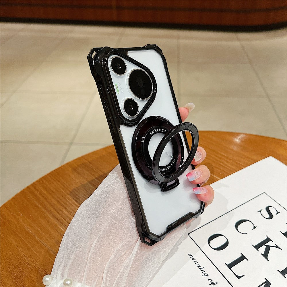 Huawei Pura 70 Pro / Pura 70 Pro+ Skal TPU+Akryl mobilskal med Magnetisk Ring Stativ