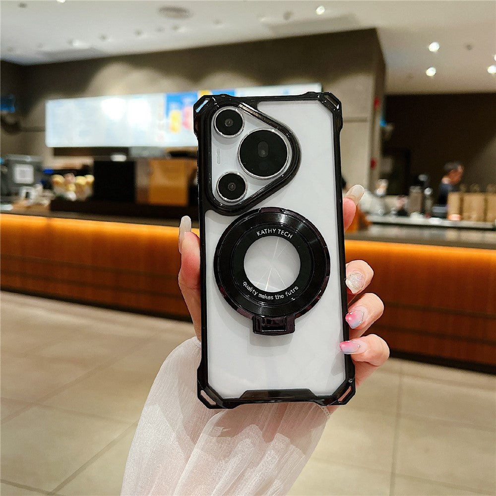 Huawei Pura 70 Pro / Pura 70 Pro+ Skal TPU+Akryl mobilskal med Magnetisk Ring Stativ