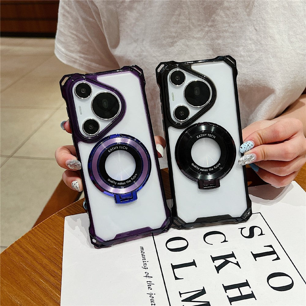 Huawei Pura 70 Pro / Pura 70 Pro+ Skal TPU+Akryl mobilskal med Magnetisk Ring Stativ