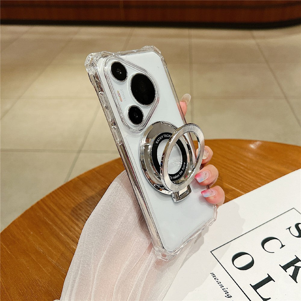 Huawei Pura 70 Pro / Pura 70 Pro+ Skal TPU+Akryl mobilskal med Magnetisk Ring Stativ