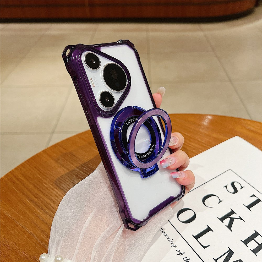 Huawei Pura 70 Pro / Pura 70 Pro+ Skal TPU+Akryl mobilskal med Magnetisk Ring Stativ