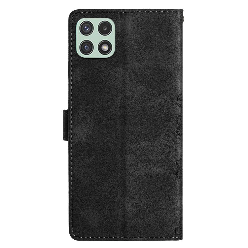 Til Samsung Galaxy A22 5G (EU Version) Etui Sakura Sommerfuglemønster Anti-ridse Læder Telefoncover
