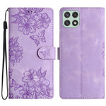 Til Samsung Galaxy A22 5G (EU Version) Etui Sakura Sommerfuglemønster Anti-ridse Læder Telefoncover