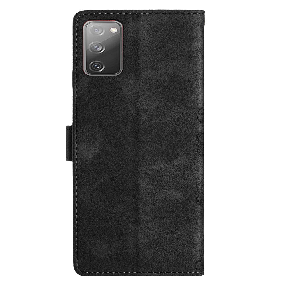 For Samsung Galaxy S20 FE / S20 FE 5G / S20 FE 2022 / S20 Lite Case Sakura Butterfly Imprint Leather Wallet Phone Cover
