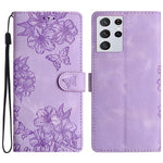 For Samsung Galaxy S21 Ultra 5G Phone Shell PU Leather Imprinted Pattern Wallet Phone Cover