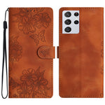 For Samsung Galaxy S21 Ultra 5G Phone Shell PU Leather Imprinted Pattern Wallet Phone Cover