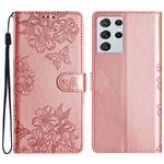 For Samsung Galaxy S21 Ultra 5G Phone Shell PU Leather Imprinted Pattern Wallet Phone Cover