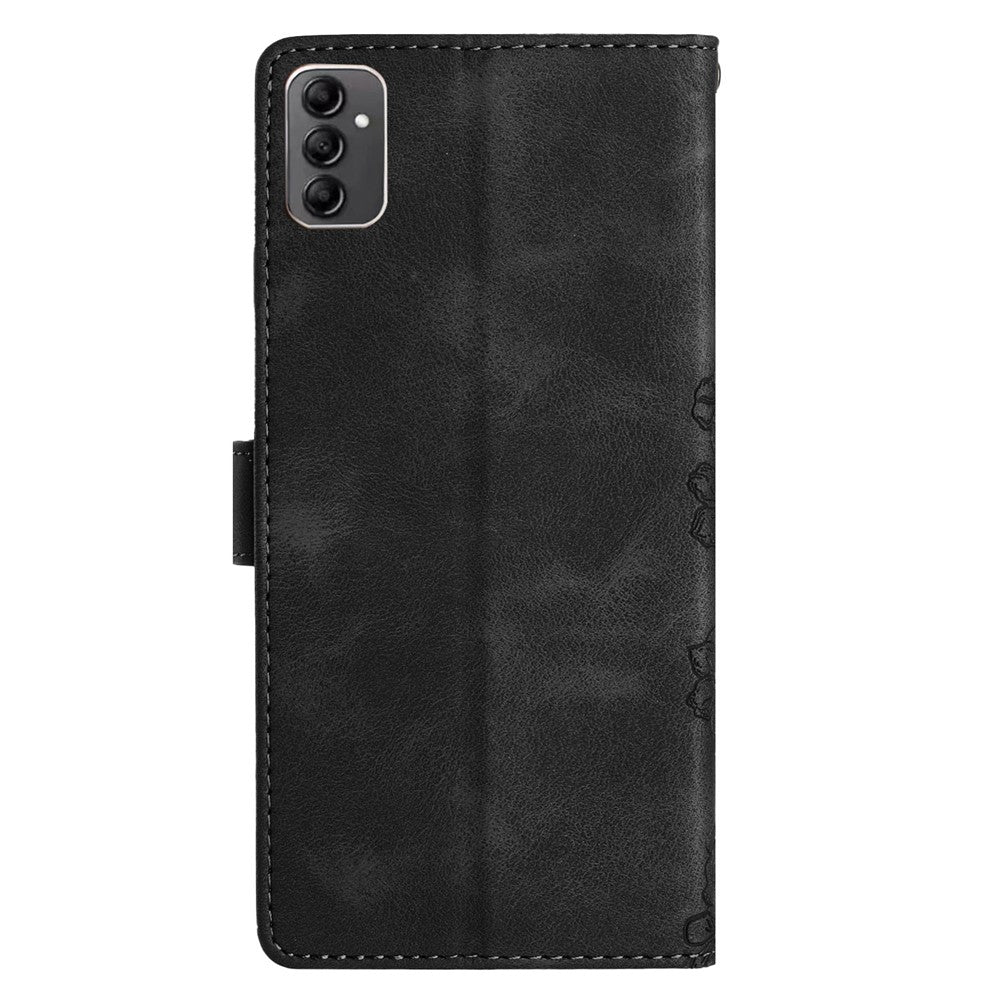 Samsung Galaxy A14 5G-skal med Sakura Butterfly-tryck, repavvisande mobilskal i PU-läder