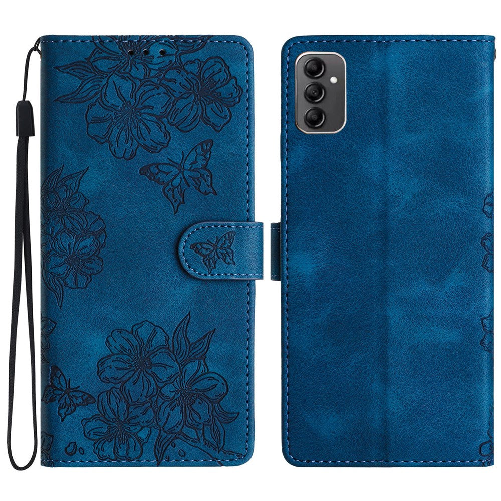Samsung Galaxy A14 5G-skal med Sakura Butterfly-tryck, repavvisande mobilskal i PU-läder
