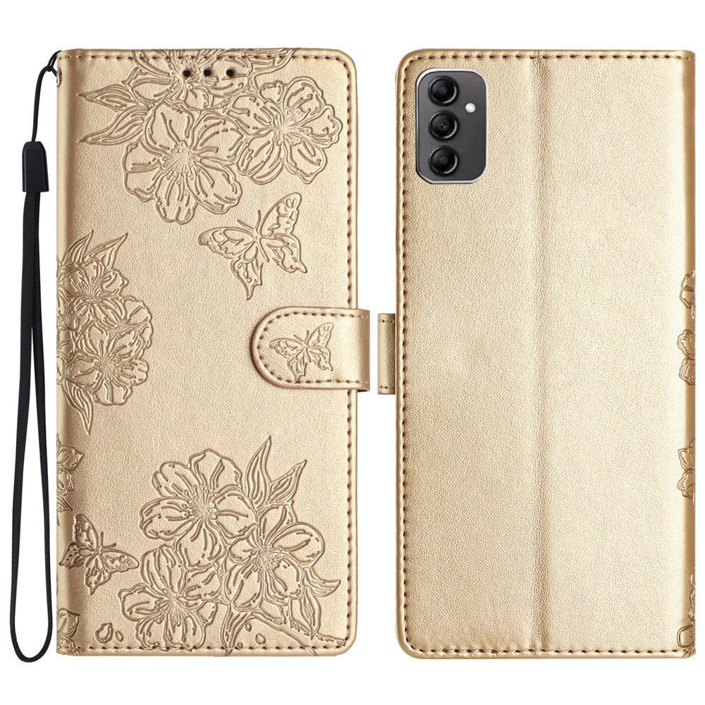 Samsung Galaxy A14 5G-skal med Sakura Butterfly-tryck, repavvisande mobilskal i PU-läder