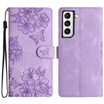 Samsung Galaxy S21 5G / 4G mobilfodral Sakura Fjärilspräglat PU-lädermobilfodral