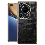 For Huawei Pura 70 Ultra Case Crocodile Texture Anti-Fall Genuine Cow Leather+TPU Phone Cover