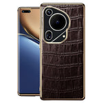 For Huawei Pura 70 Ultra Case Crocodile Texture Anti-Fall Genuine Cow Leather+TPU Phone Cover