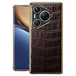 For Huawei Pura 70 Case Crocodile Texture Genuine Cow Leather+TPU Phone Cover